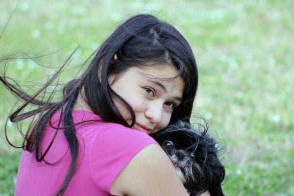 a girl and her dog