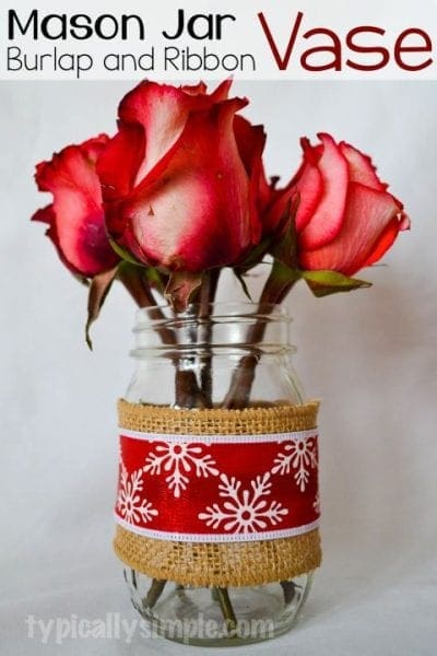 Simple-Burlap-and-Ribbon-Mason-Jar-Vase