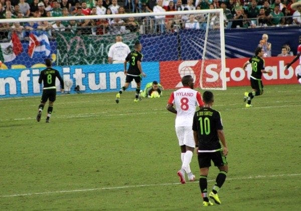 Check out this awesome safe from the goalie, Guillermo Ochoa.