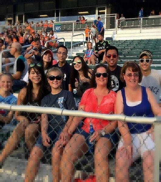 The Crew Before the Game  Front Row Katherine, Gracie, Miriam, My Partner in Crime Sharon, and Me Back Row, Maddie, Lex, Mikaela, and the two boys that kept us entertained all night Tito and Dylan