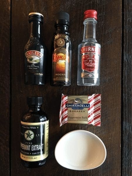 yummy ingredients for chocolate peppermint cocktail