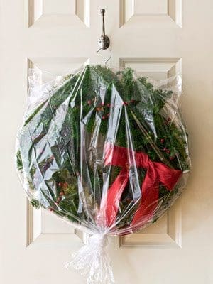 clothes hanger wreath storage