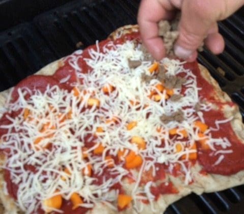 toppings on grilled pizza