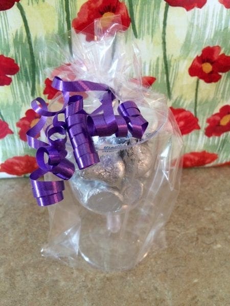 Champagne Flutes and Chocolates in bag