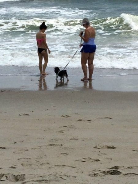 Allie on beach with Aunt Nise and Kata