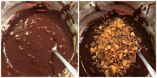 Mixing the brownies
