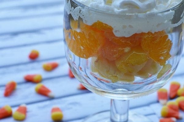 whipped cream on Candy Corn