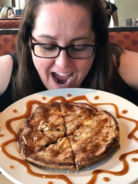 Brixx's Pizza Laura eating Salted Caramel