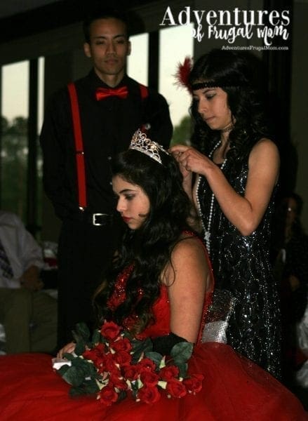 Quinceañera Court given her roses Commercial silk