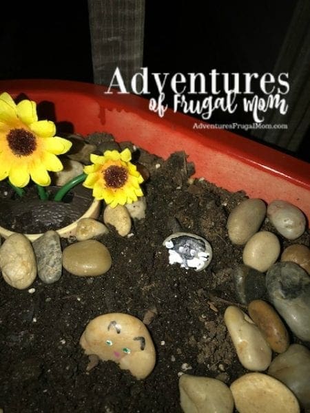 Allie and kitty painted rock Fairy Garden