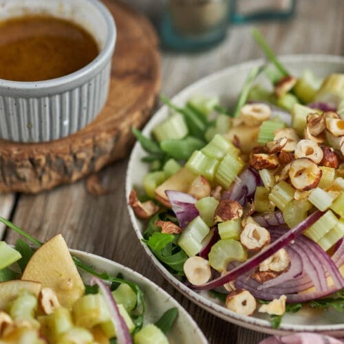 Crisp Apple-Celery Salad with Toasted Hazelnuts & Honey-Dijon Vinaigrette