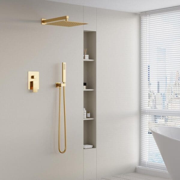 How to Coordinate a Gold Shower Head with Handheld in Bathroom Renovation