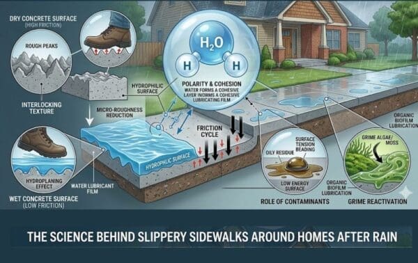 The Science Behind Slippery Sidewalks Around Homes After Rain