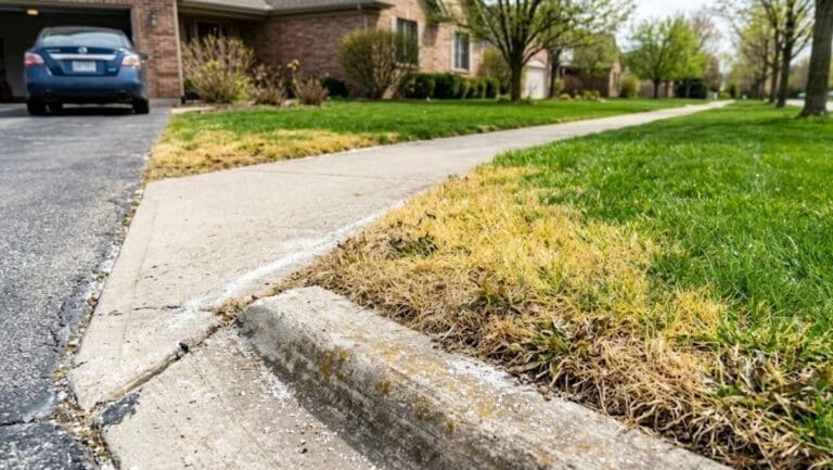 What Causes Yellow Grass Around Sidewalks and Driveways in Spring